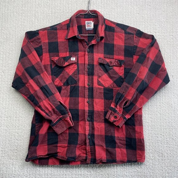Big Bill Men Plaid Brawny Red Work Flannel Shirt Heavyweight Made In Canada Read - Picture 1 of 14